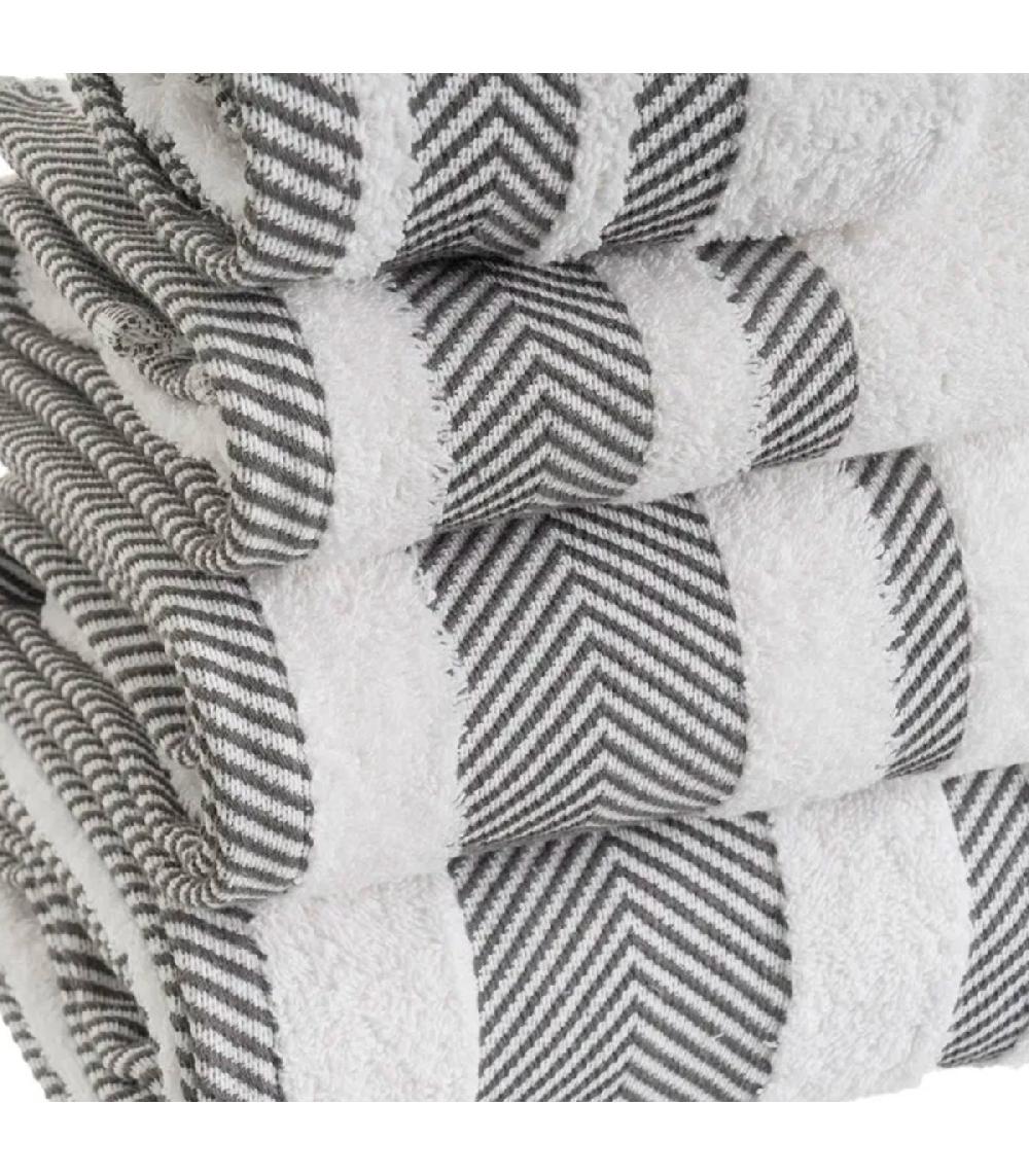 Wadiga Drap De Bain Douche Coton Blanc Et Gris 70x140cm