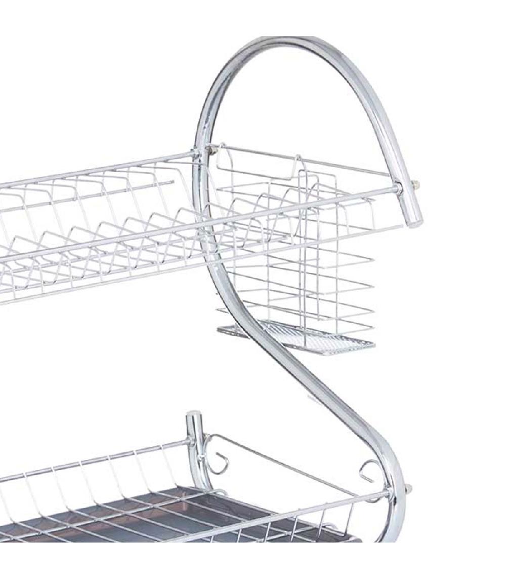 Wadiga Égouttoir à Vaisselle 2 étages Plateau Gris 45.5x24.5x37.5cm