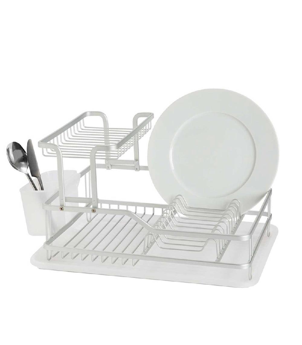 Wadiga Égouttoir à Vaisselle à étage En Aluminium Et Polypropylène 42.5x32x24.5cm