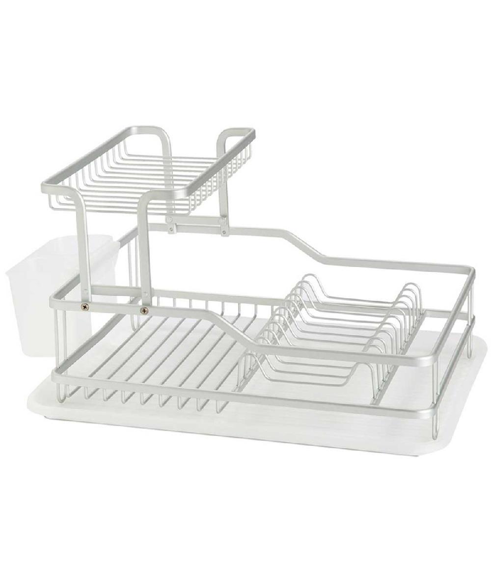 wadiga Égouttoir à vaisselle à étage en aluminium et polypropylène 42.5x32x24.5cm