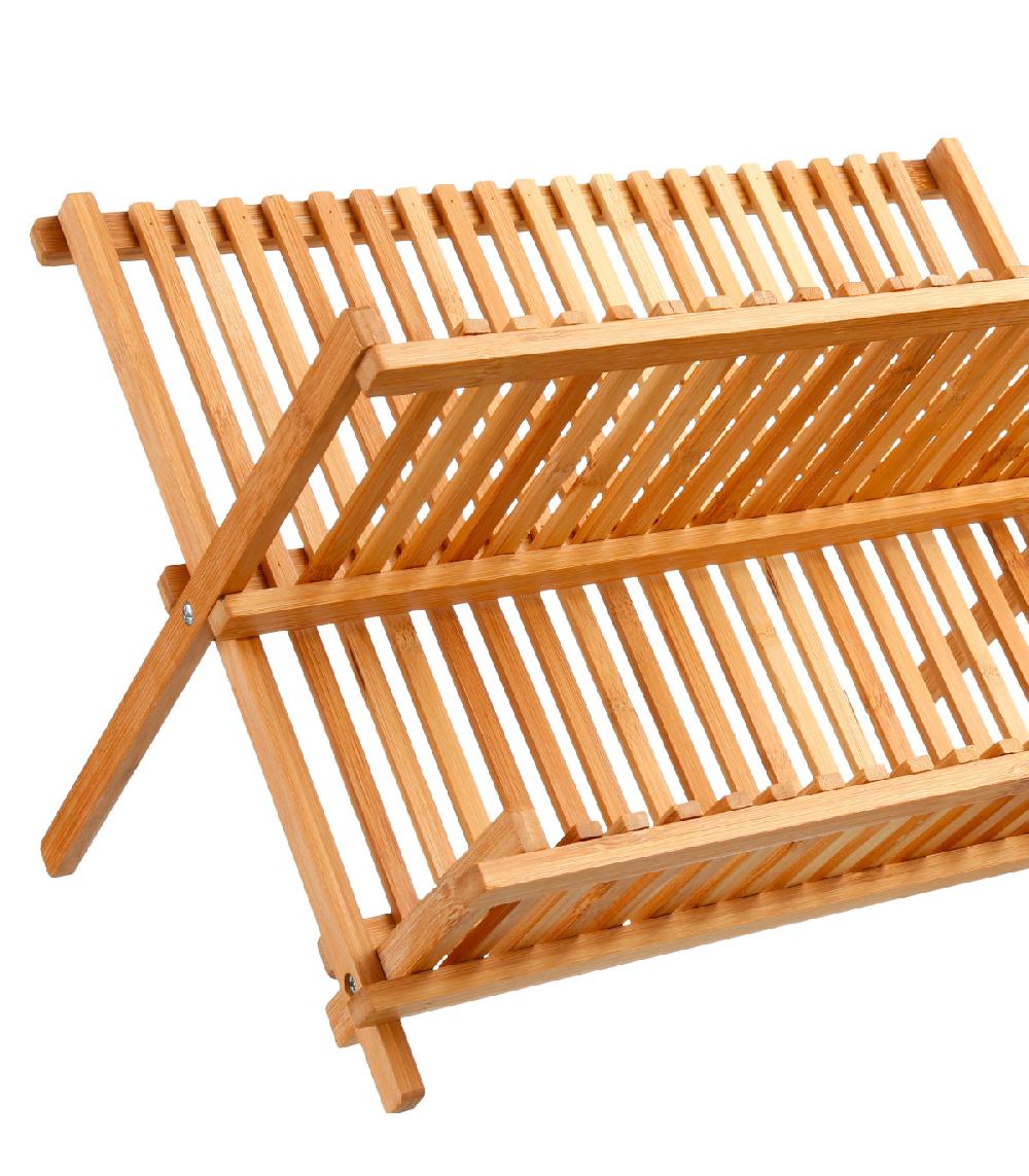Wadiga Égouttoir à Vaisselle En Bambou Pliant - 42x33.5x25.5cm