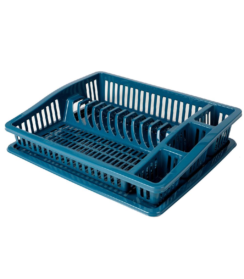 wadiga Égouttoir à vaisselle en plastique bleu 46x37x9.5cm
