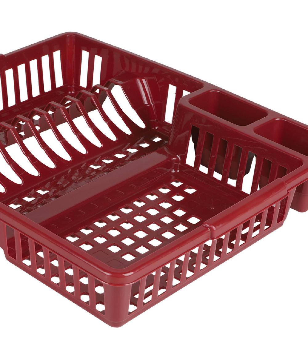 Wadiga Égouttoir à Vaisselle En Plastique Rouge Bordeaux 47x39x10cm