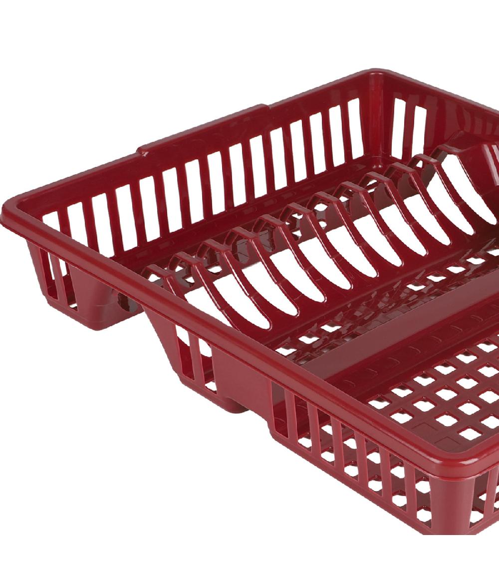 Wadiga Égouttoir à Vaisselle En Plastique Rouge Bordeaux 47x39x10cm