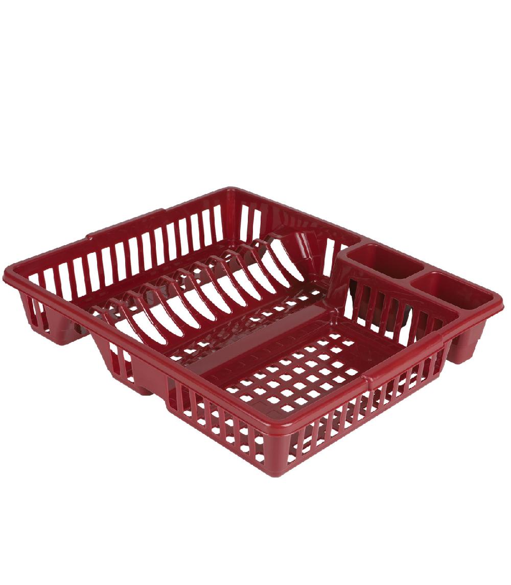 wadiga Égouttoir à vaisselle en plastique rouge bordeaux 47x39x10cm