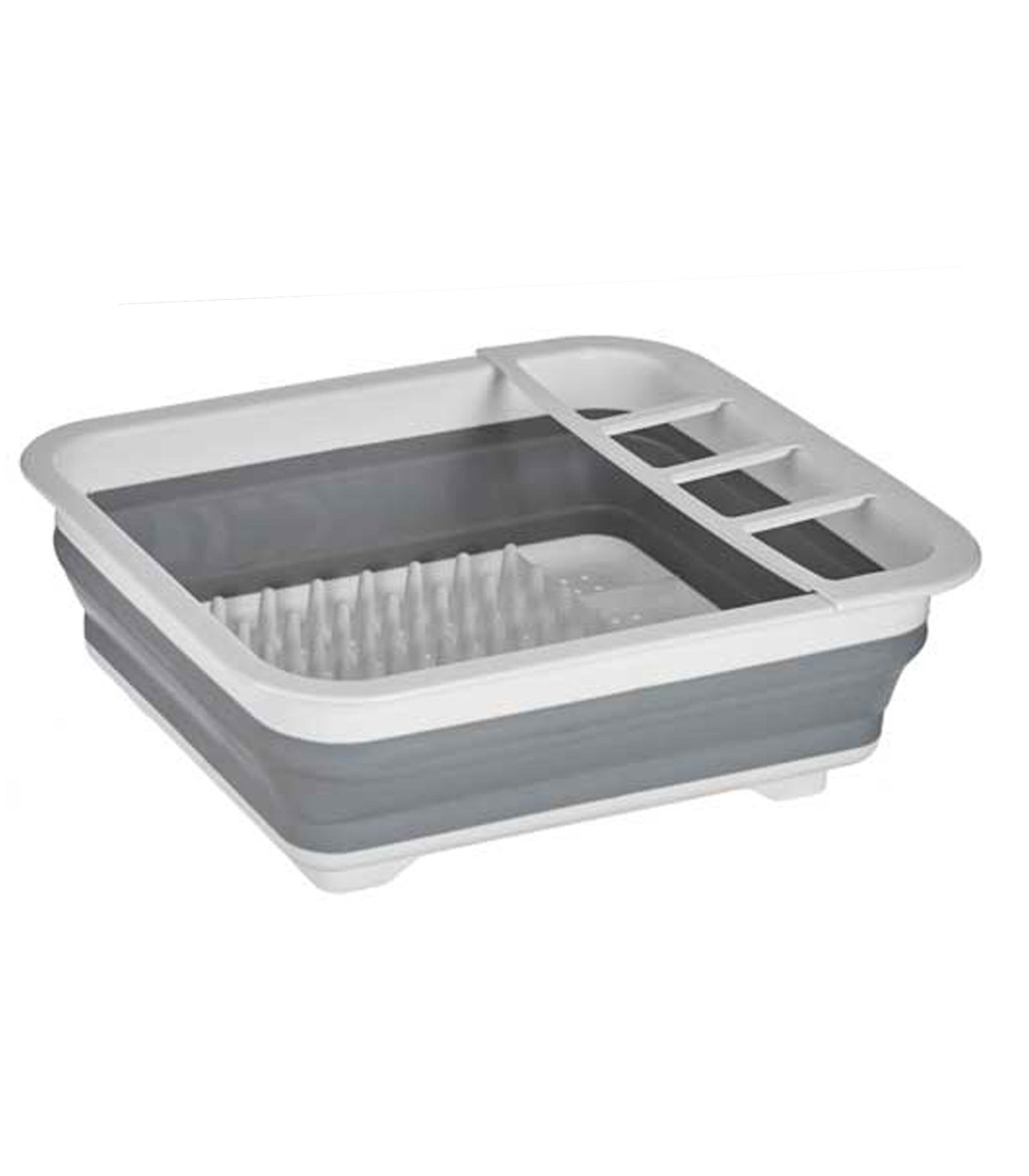 Wadiga Égouttoir à Vaisselle Pliable Plastique Gris Et Blanc