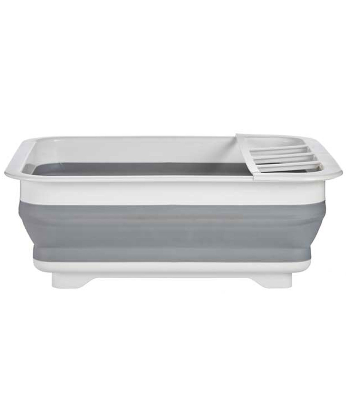 wadiga Égouttoir à vaisselle pliable plastique gris et blanc