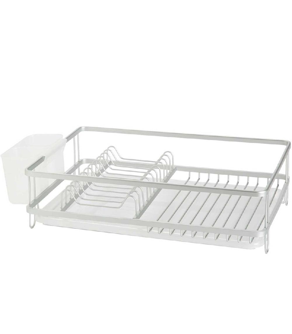 wadiga Égouttoir rectangulaire en aluminium et polypropylène blanc 42.5x30x14.5cm