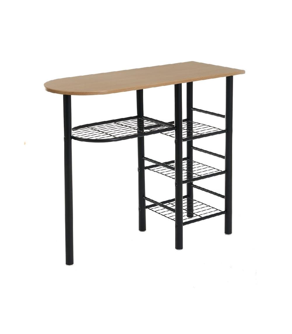 Wadiga Ensemble Table Bar Tabourets Desserte Pour Petite Cuisine Bois Et Noir