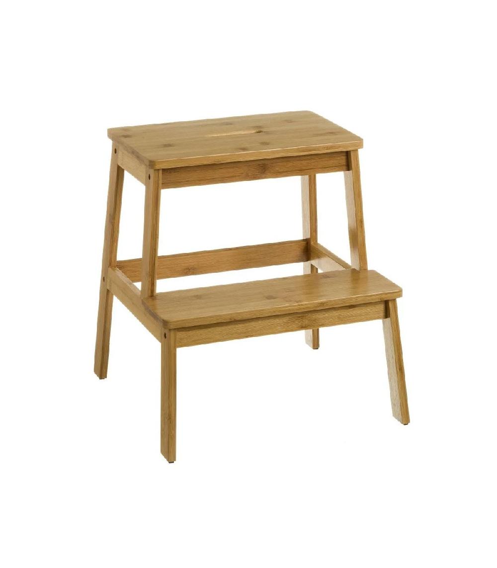 wadiga Escabeau Marchepied en Bambou 2 Marches - Hauteur 47cm