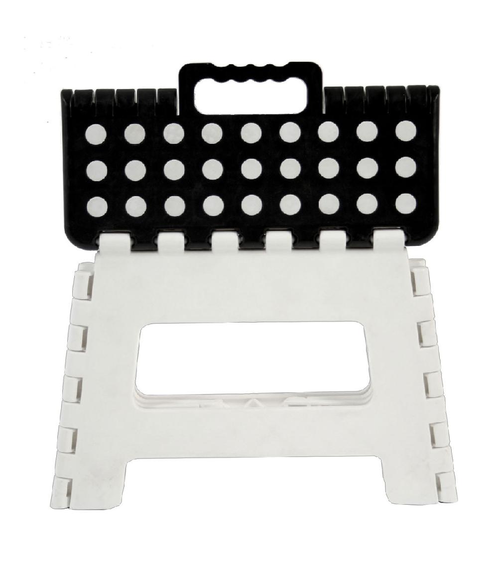 Wadiga Escabeau Marchepied Pliable Plastique Blanc Et Noir - Hauteur 22cm