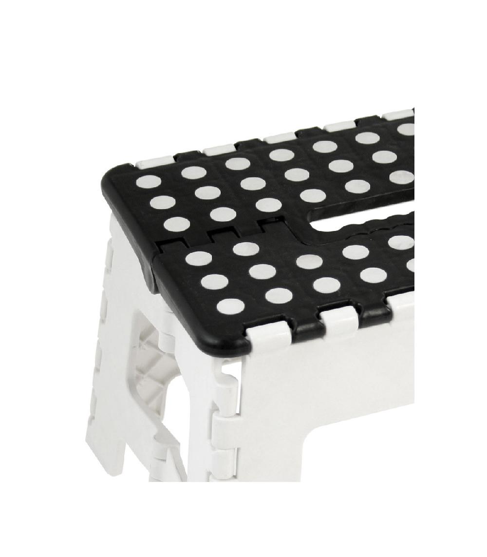 Wadiga Escabeau Marchepied Pliable Plastique Blanc Et Noir - Hauteur 22cm
