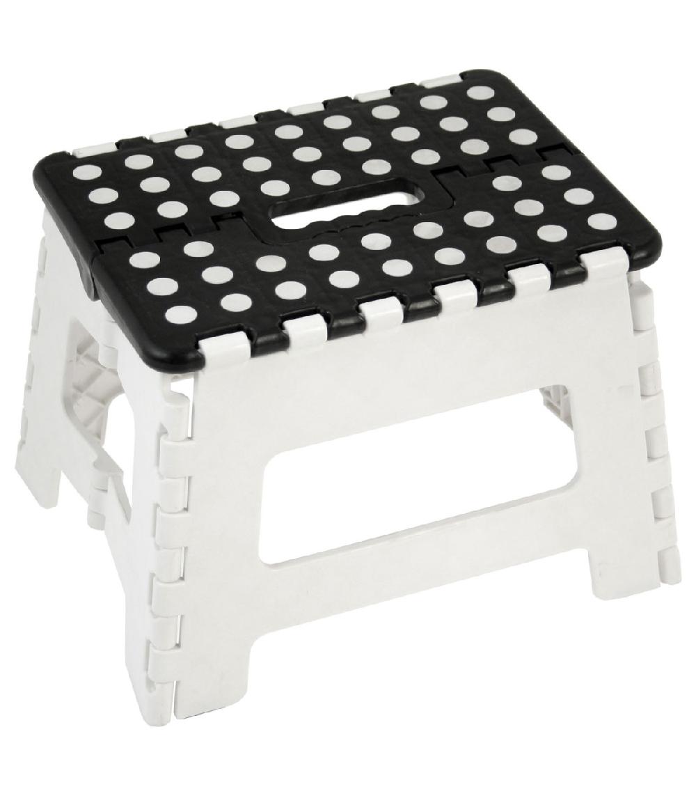 wadiga Escabeau Marchepied Pliable Plastique Blanc et Noir - Hauteur 22cm