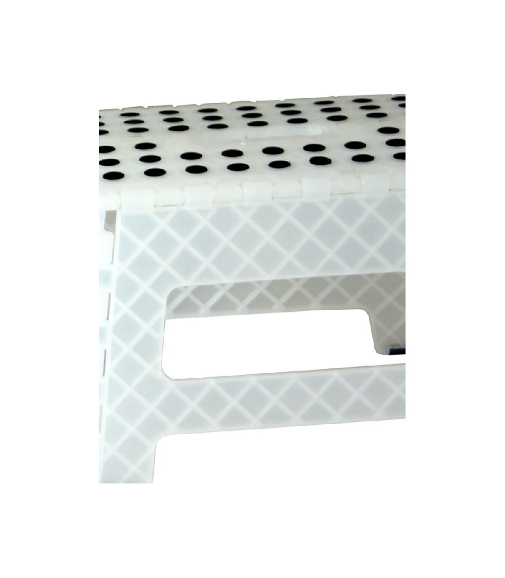 Wadiga Escabeau Marchepied Pliable Plastique Blanc Translucide - Hauteur 40cm