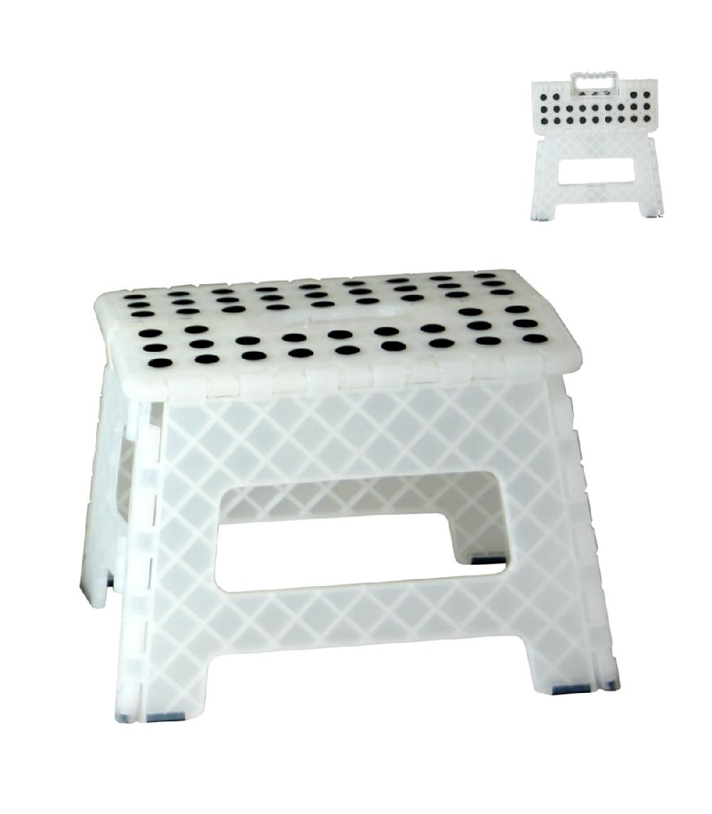 wadiga Escabeau marchepied pliable plastique blanc translucide - Hauteur 22cm