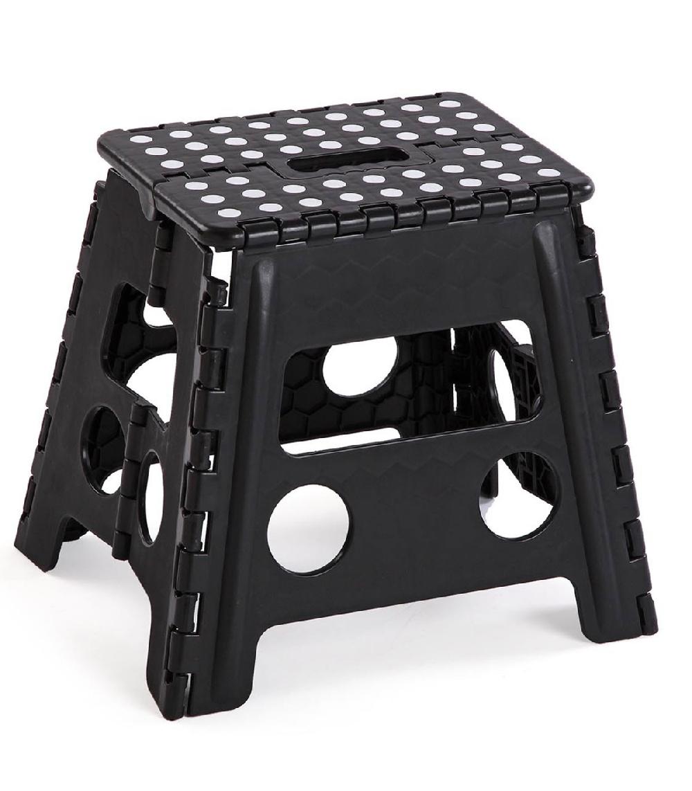 wadiga Escabeau marchepied pliable polypropylène noir 29x22x32cm