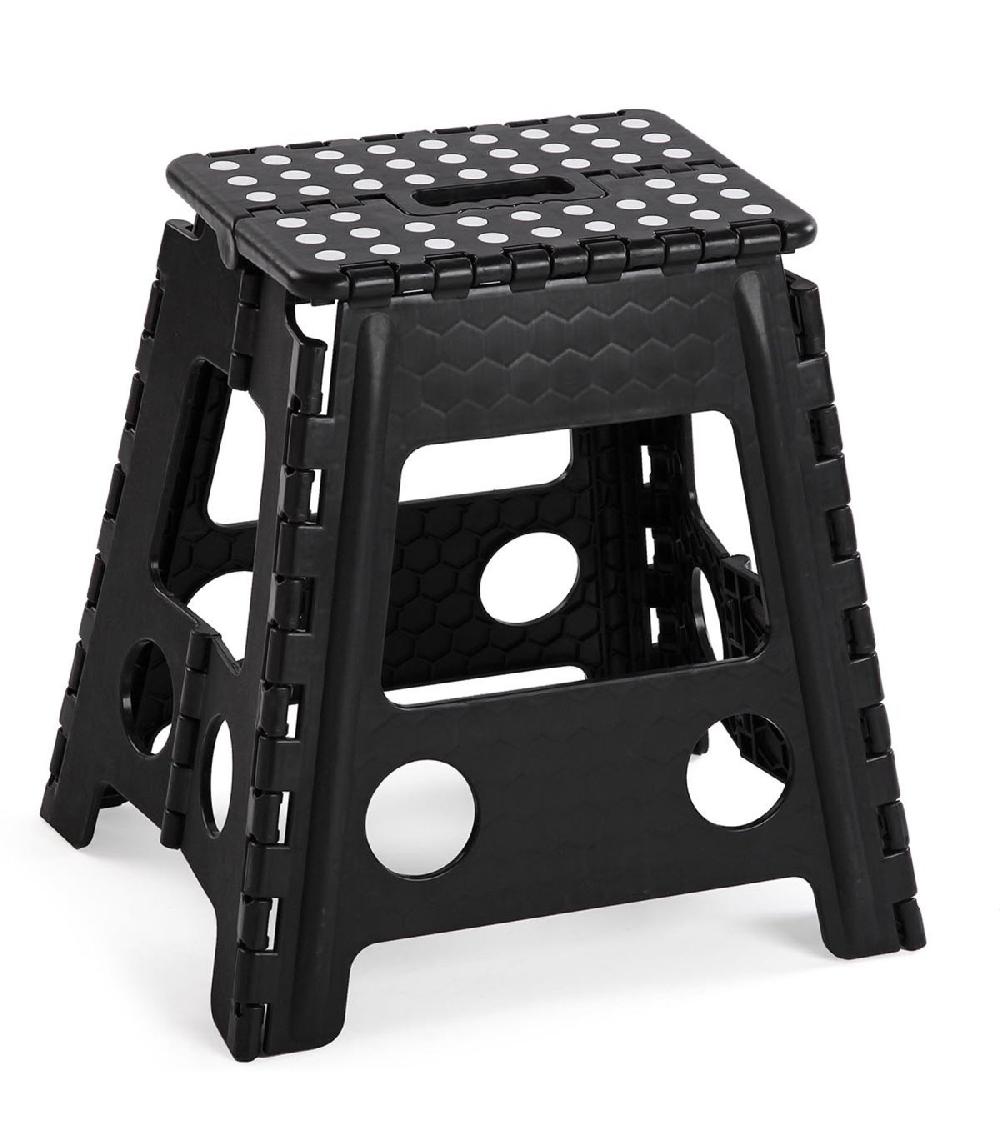 wadiga Escabeau marchepied pliable polypropylène noir 29x22x39cm