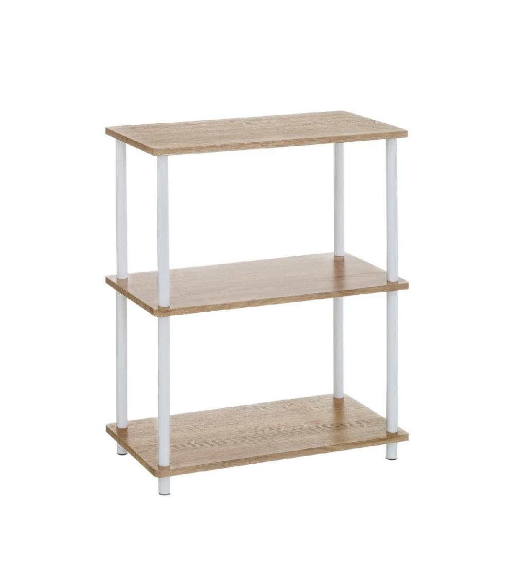 wadiga Étagère 3 plateaux en bois et métal blanc - 60x30x80cm