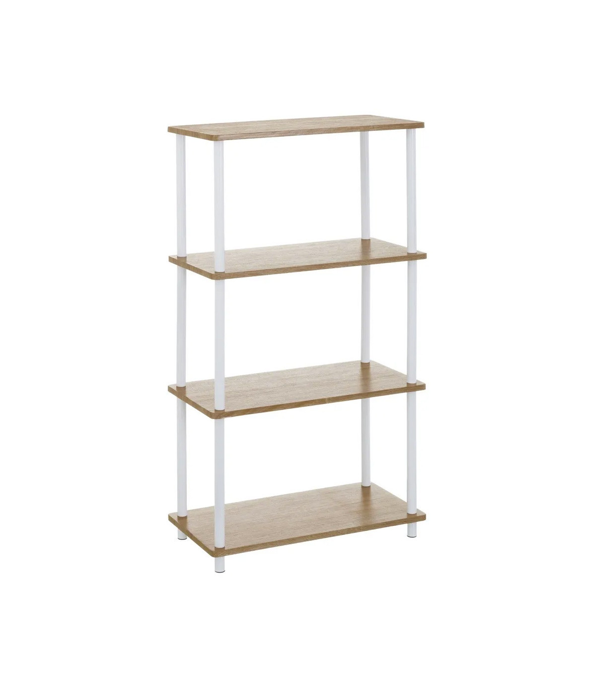 wadiga Étagère 4 plateaux en bois et métal blanc - 60x30x110cm