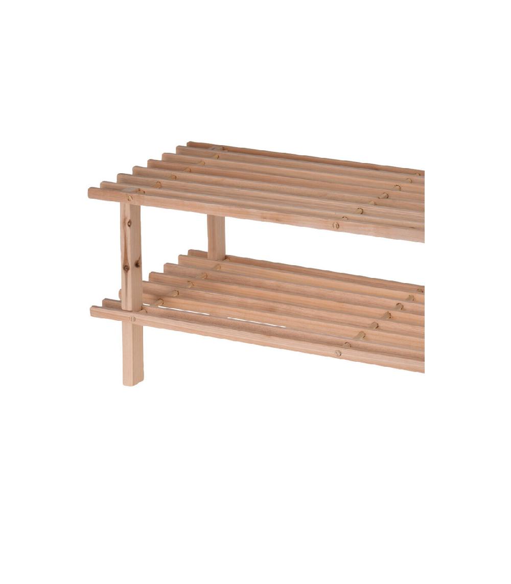 Wadiga Étagère à Chaussures 2 étages En Sapin - 77x26x30cm