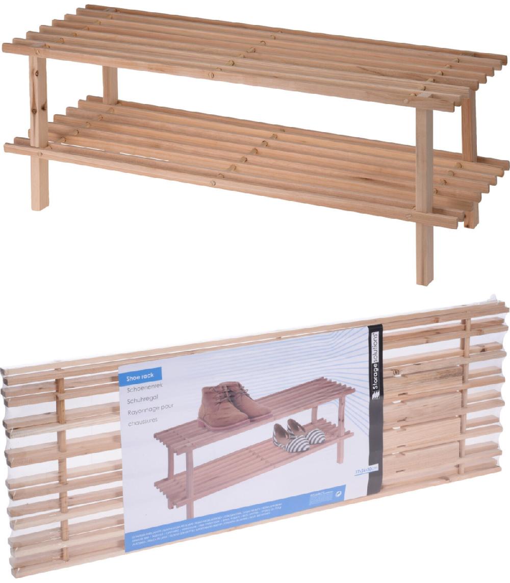 Wadiga Étagère à Chaussures 2 étages En Sapin - 77x26x30cm