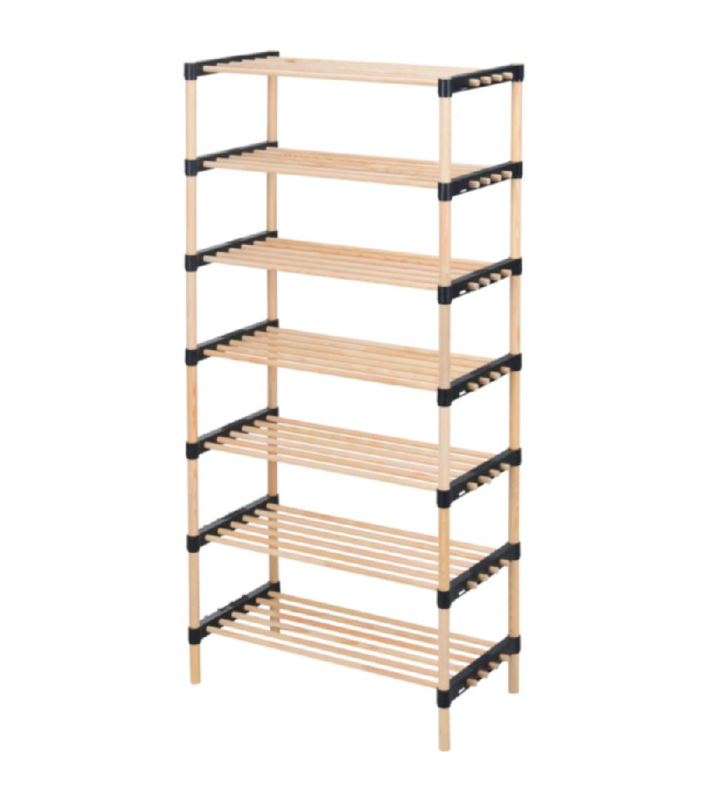 wadiga Étagère à chaussures 7 étages en bois - 56x28x110cm