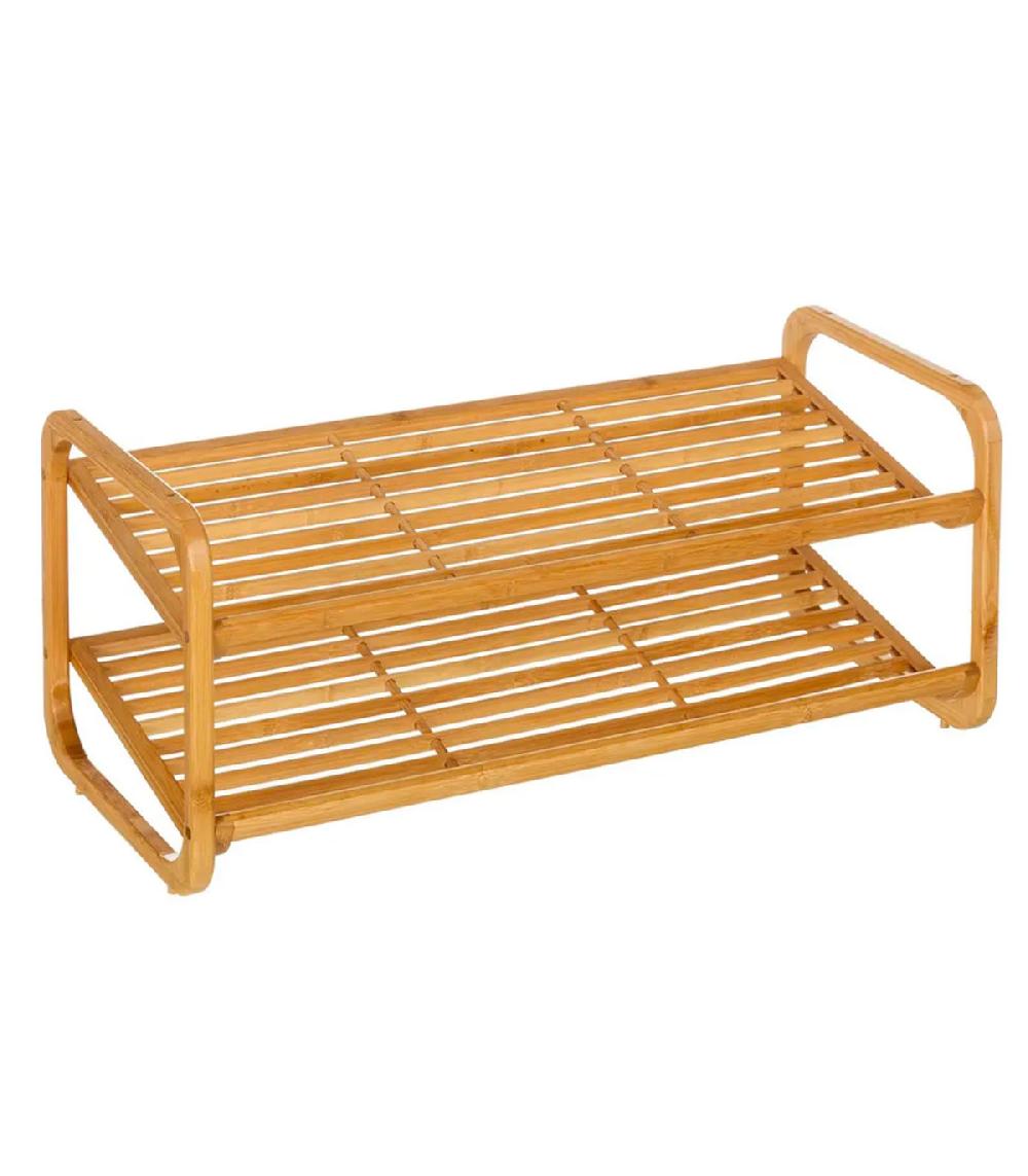 wadiga Étagère à chaussures bambou 2 étages 76x33x33cm