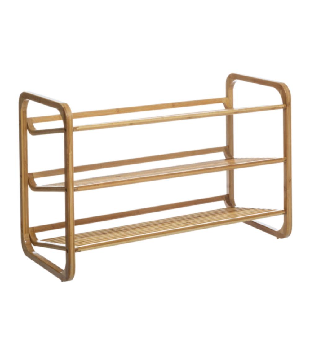 wadiga Étagère à chaussures bambou 3 niveaux - 74x33x50cm