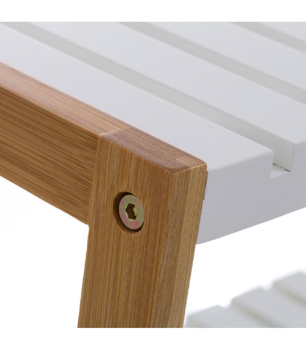 Wadiga Étagère à Chaussures Bambou Blanc 2 étages - 70x26x36cm