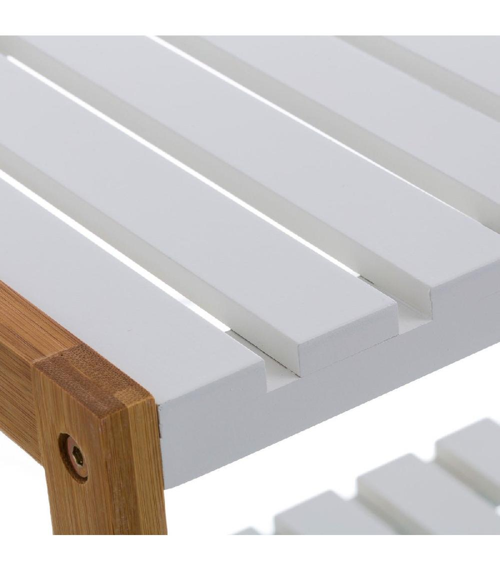 Wadiga Étagère à Chaussures Bambou Blanc 2 étages - 70x26x36cm