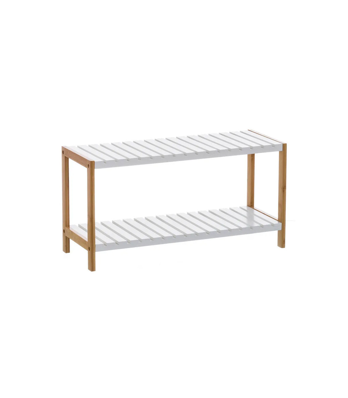 wadiga Étagère à chaussures bambou blanc 2 étages - 70x26x36cm