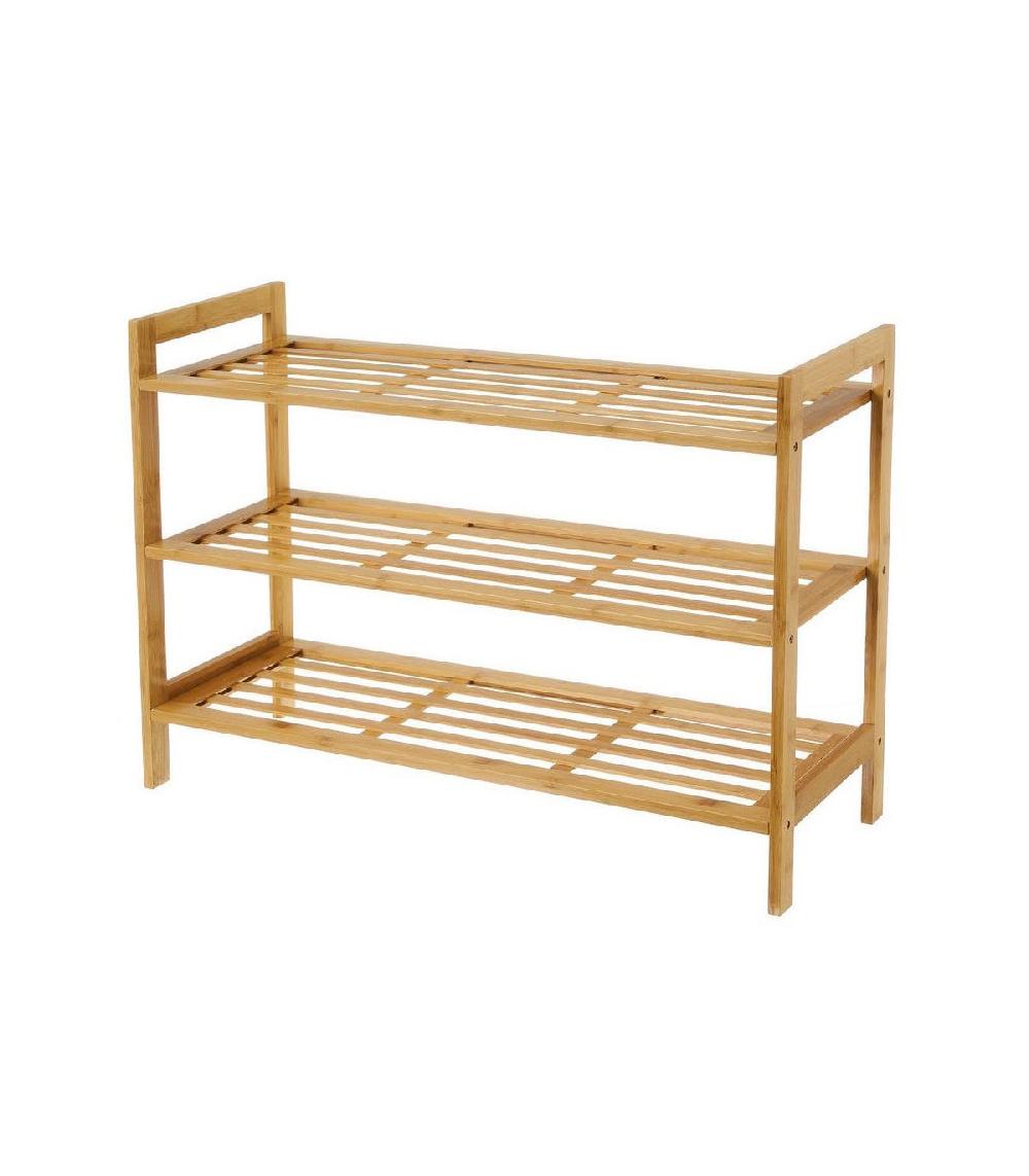 wadiga Étagère à chaussures bambou étroite 3 niveaux - 70x26x50cm