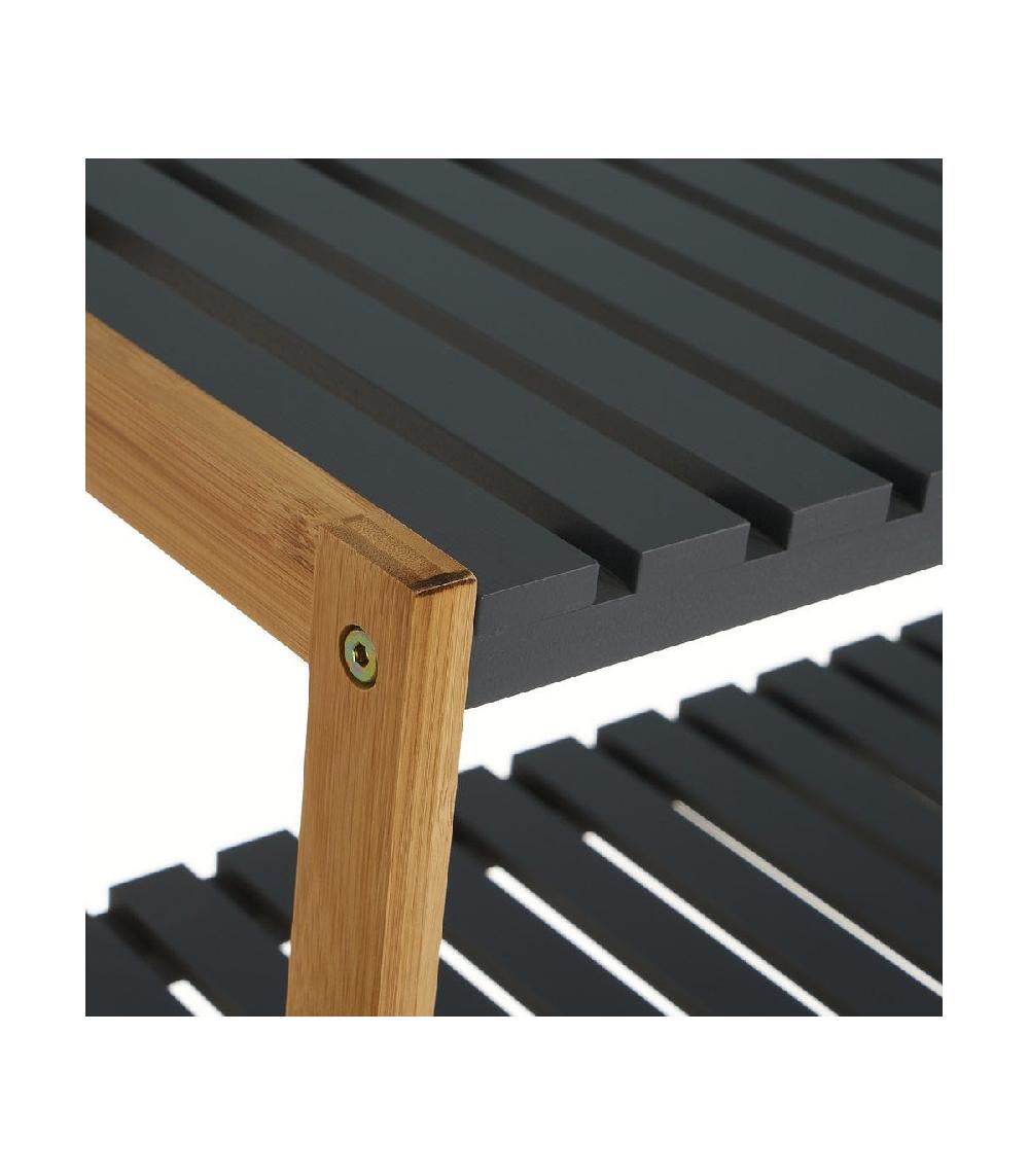 Wadiga Étagère à Chaussures Bambou Gris 2 étages - 70x26x36cm