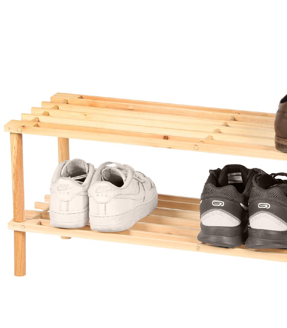 Wadiga Étagère à Chaussures En Bois 2 Niveaux - 74x26x30cm