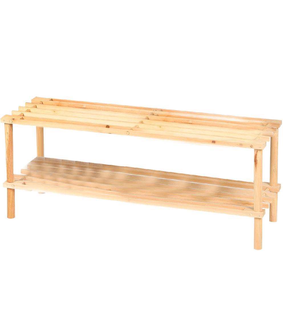 wadiga Étagère à chaussures en bois 2 niveaux - 74x26x30cm