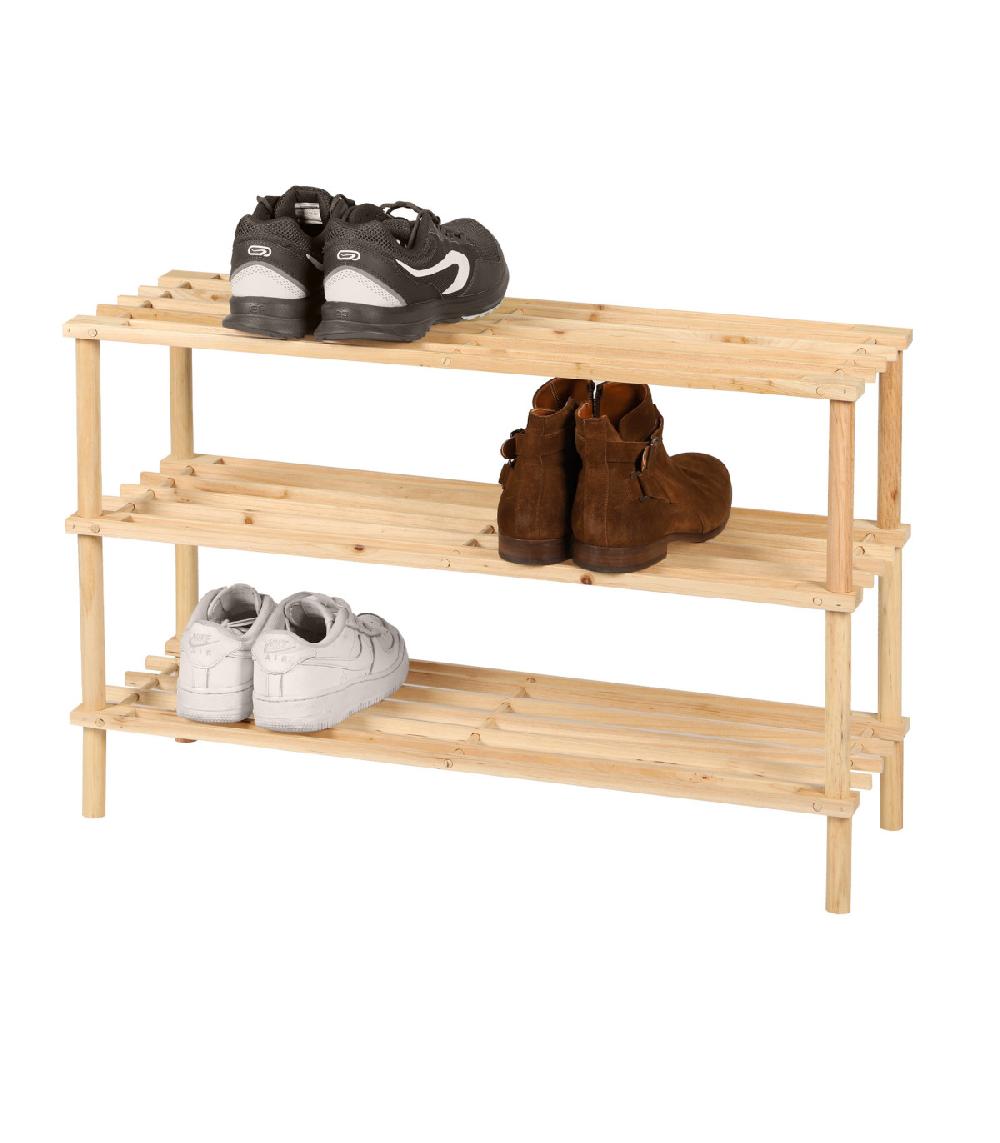 Wadiga Étagère à Chaussures En Bois 3 Niveaux - 74x26x48cm