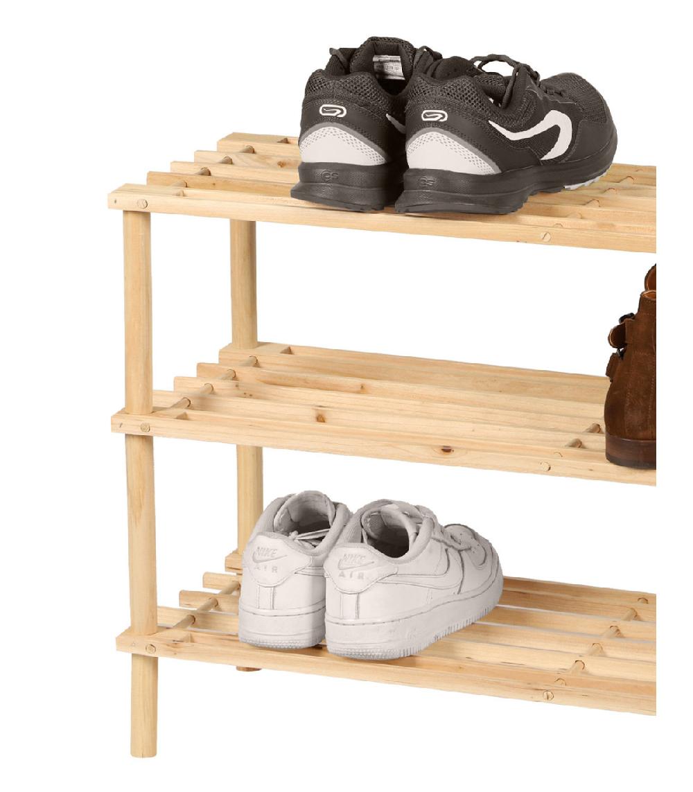 Wadiga Étagère à Chaussures En Bois 3 Niveaux - 74x26x48cm