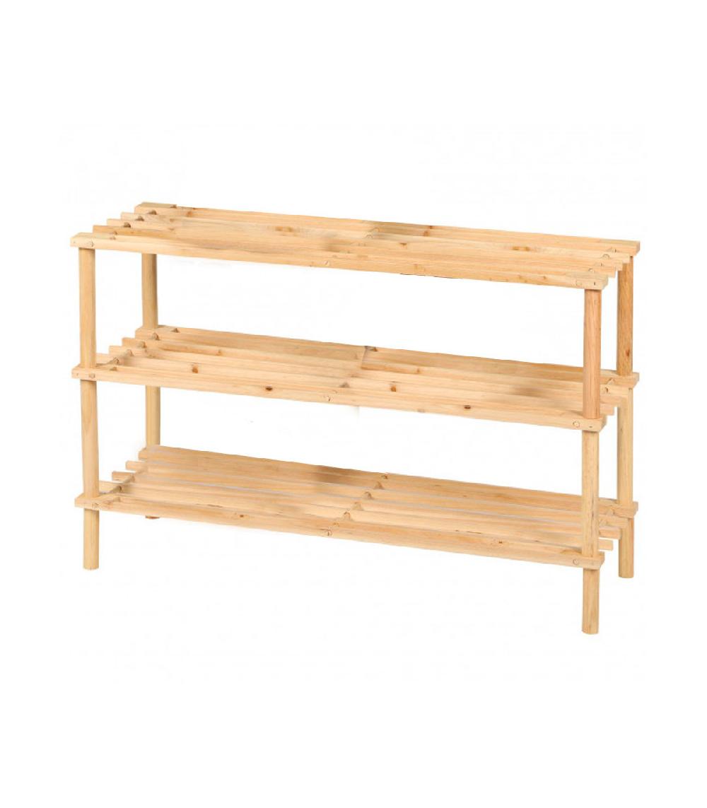 Wadiga Étagère à Chaussures En Bois 3 Niveaux - 74x26x48cm