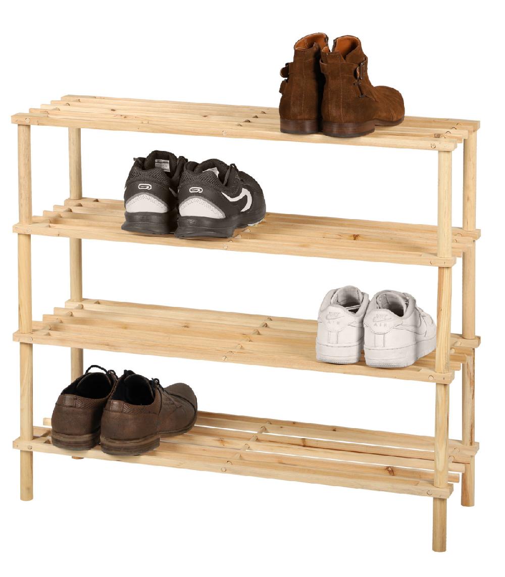 Wadiga Étagère à Chaussures En Bois 4 Niveaux - 74x26x64cm