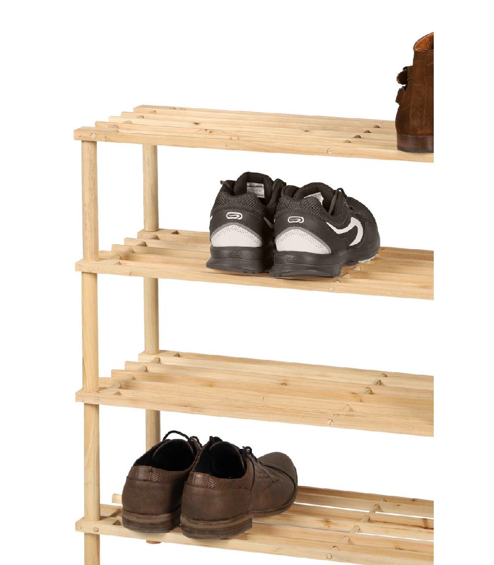 Wadiga Étagère à Chaussures En Bois 4 Niveaux - 74x26x64cm