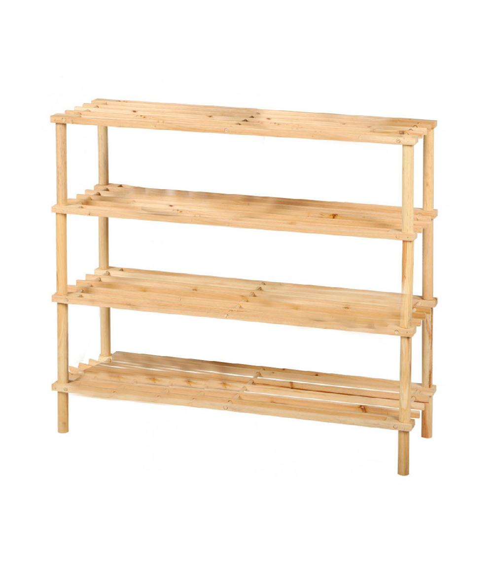 Wadiga Étagère à Chaussures En Bois 4 Niveaux - 74x26x64cm
