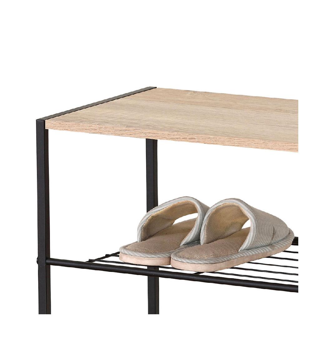 Wadiga Étagère à Chaussures En Bois Et Métal Noir 63x30x43cm
