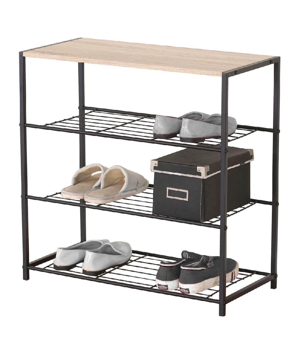 Wadiga Étagère à Chaussures En Bois Et Métal Noir 63x30x63cm