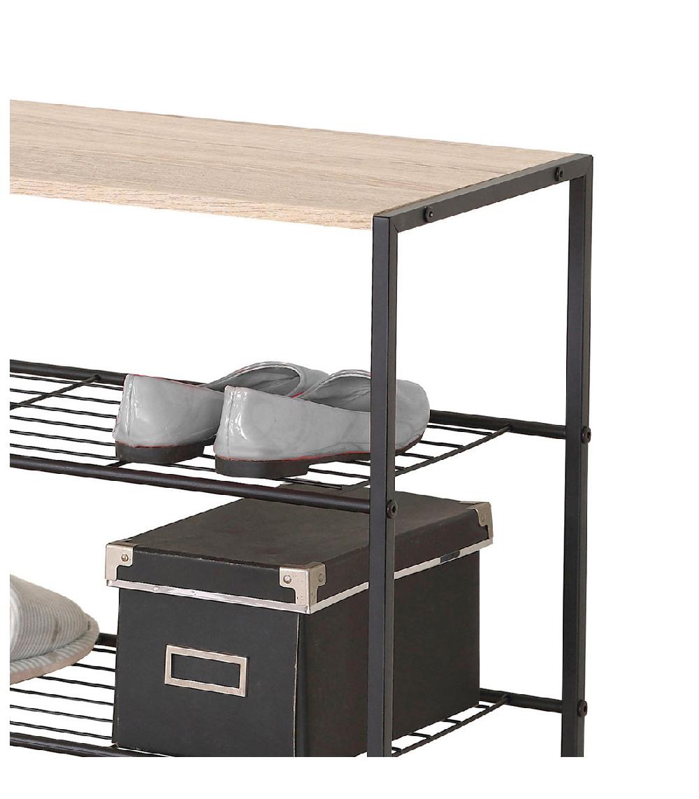 Wadiga Étagère à Chaussures En Bois Et Métal Noir 63x30x63cm