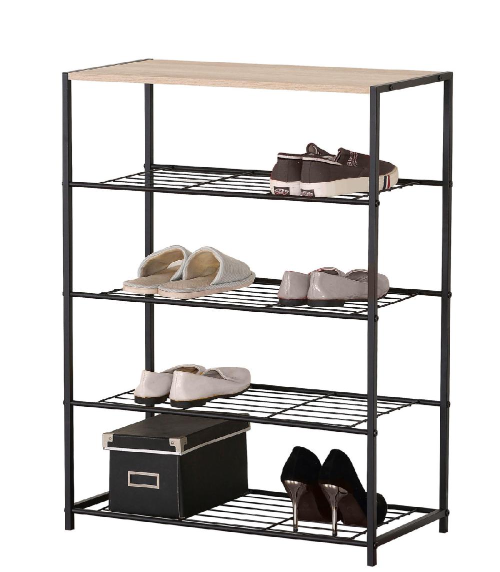 Wadiga Étagère à Chaussures En Bois Et Métal Noir 63x30x83cm