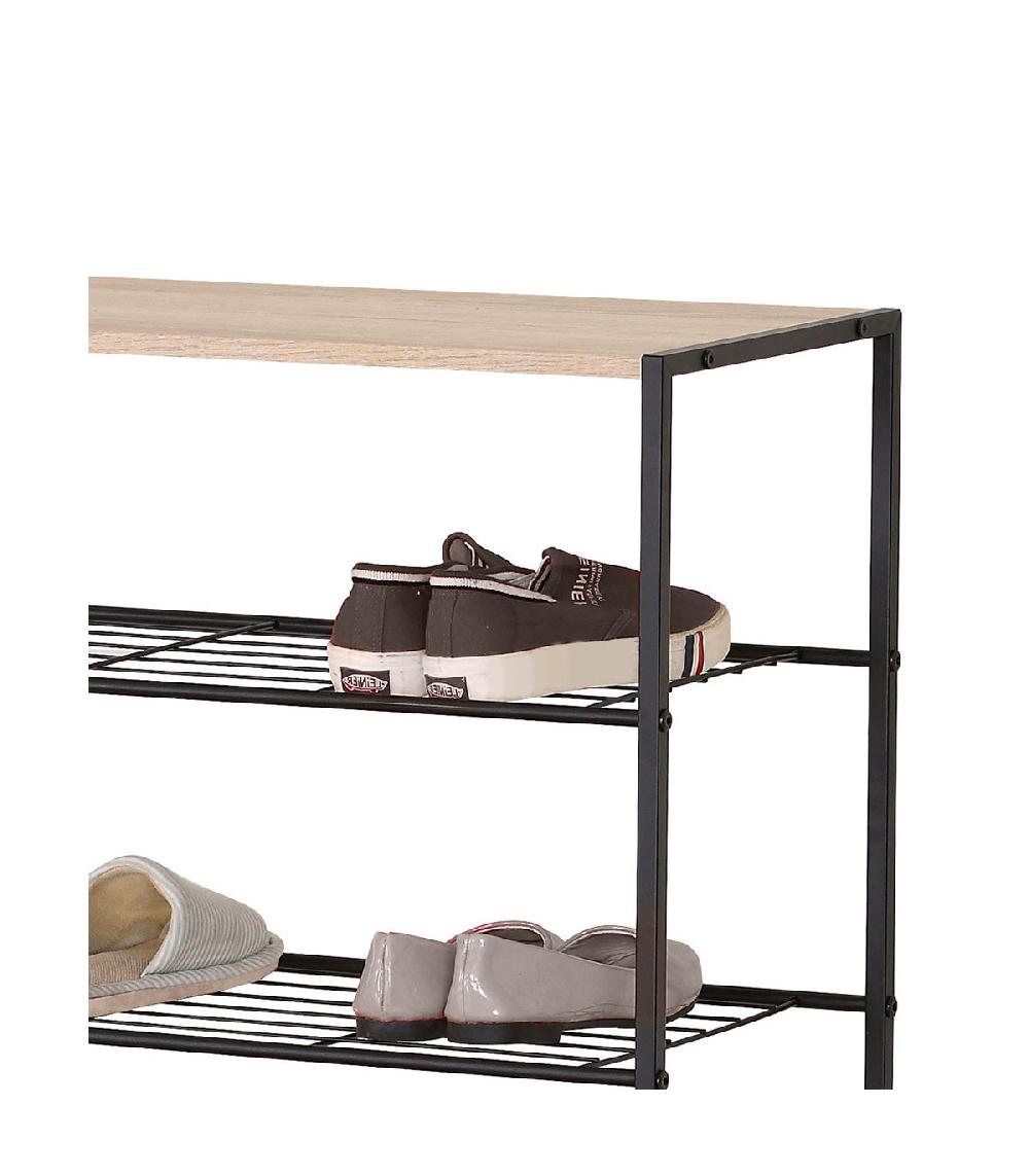 Wadiga Étagère à Chaussures En Bois Et Métal Noir 63x30x83cm