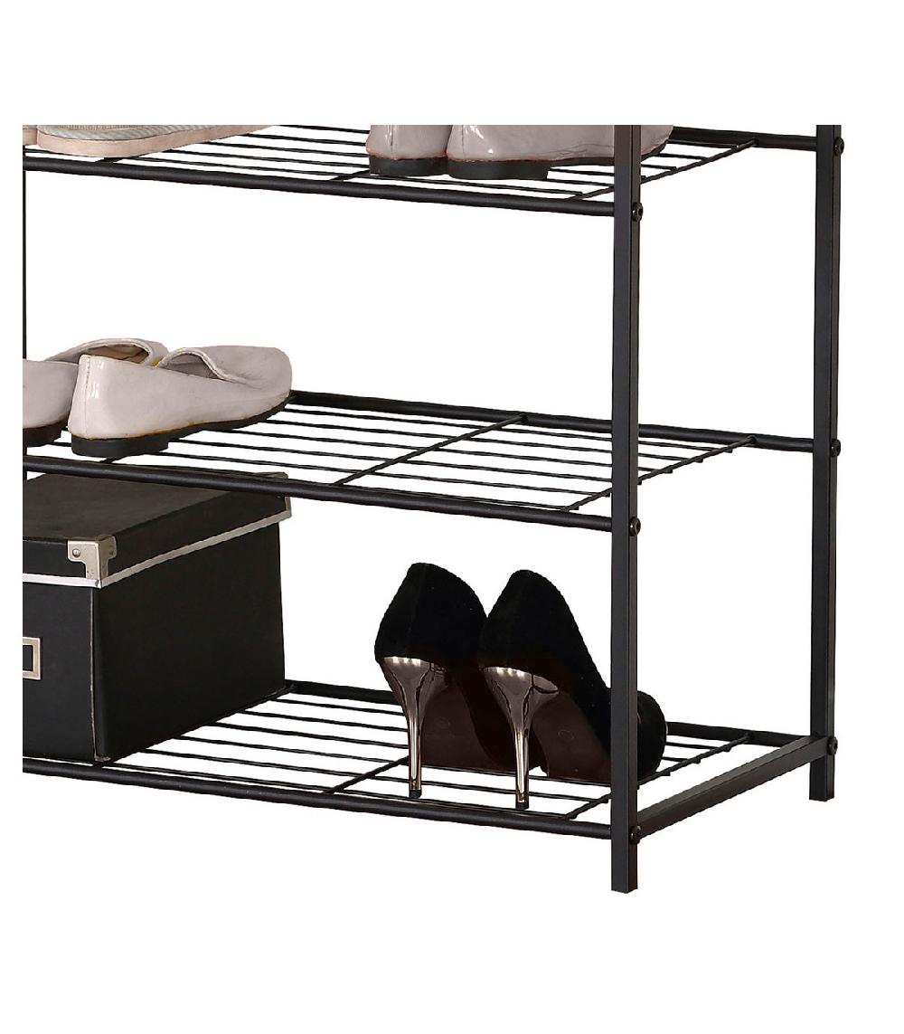 Wadiga Étagère à Chaussures En Bois Et Métal Noir 63x30x83cm