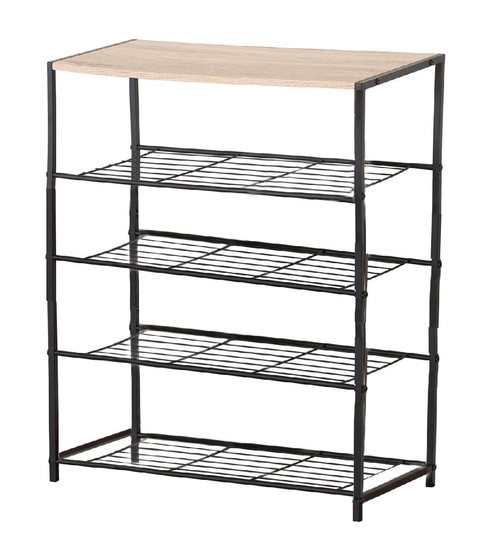 wadiga Étagère à chaussures en bois et métal noir 63x30x83cm