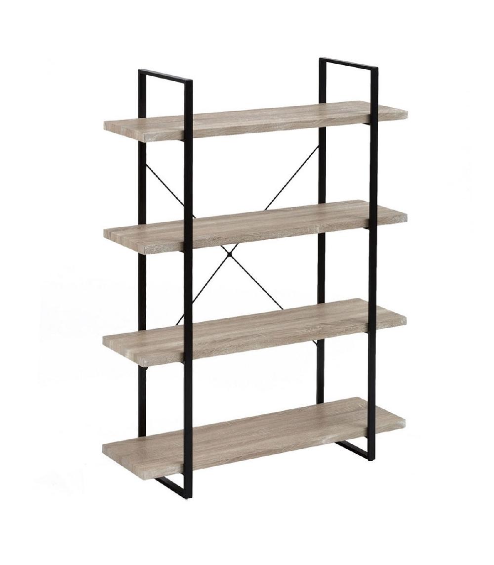 wadiga Étagère à Poser en Métal et PVC Motif Bois - 4 étages