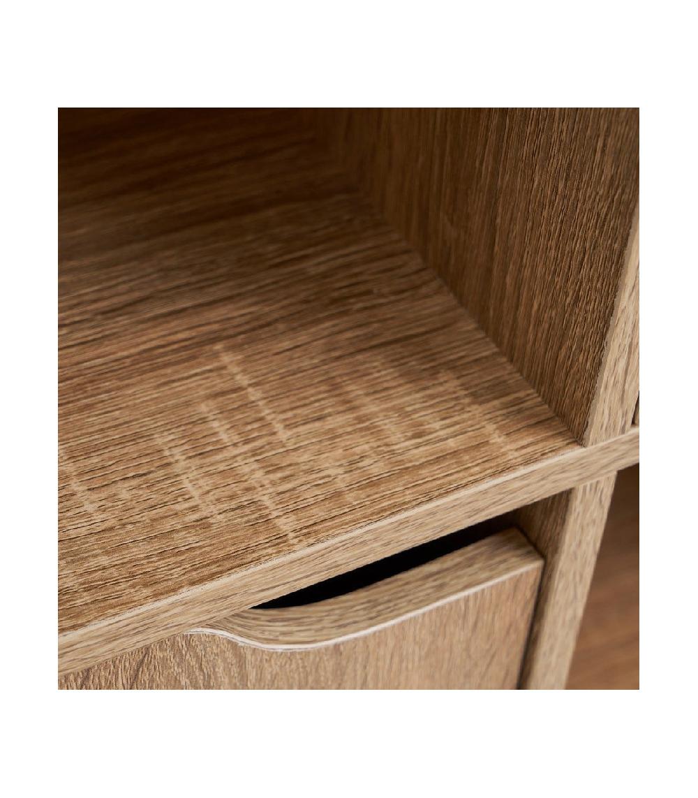 Wadiga Étagère Basse En Bois 4 Casiers 2 Portes - 60x29.5x61.5cm